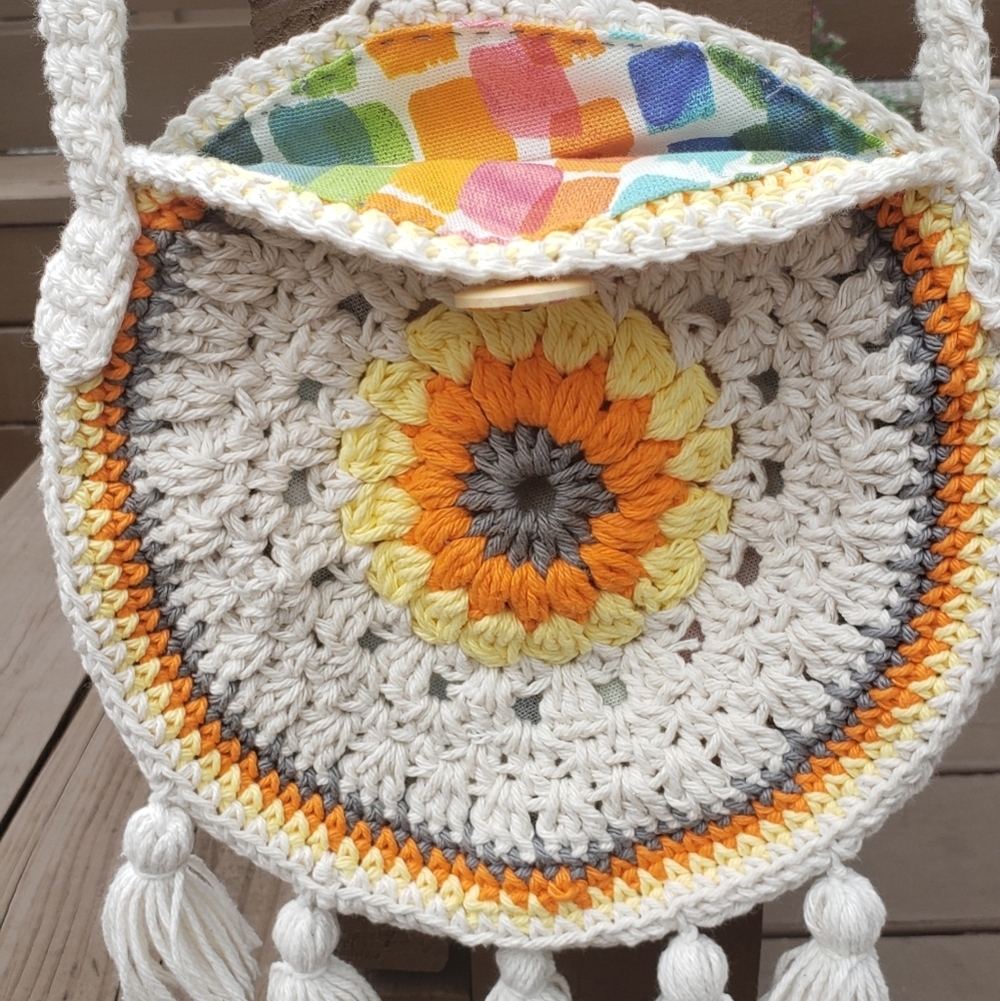 The Lotus Crochet Crossbody Purse Handcrochet